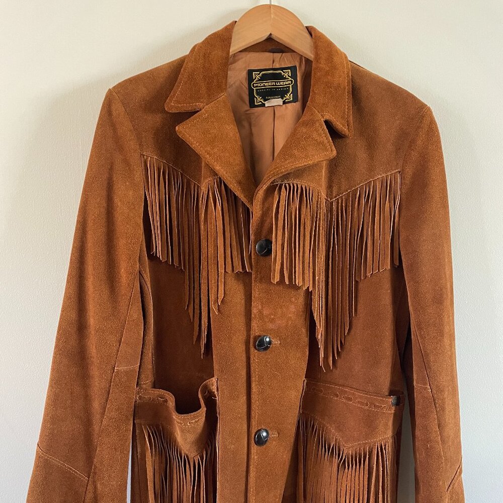 Pioneer Wear Fringe Suede Leather Jacket Sz 40 VTG